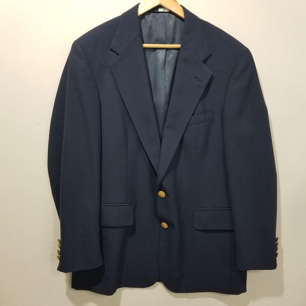 Vintage Polo University Club Ralph Lauren Blazer Mens Long Wool Gold Buttons